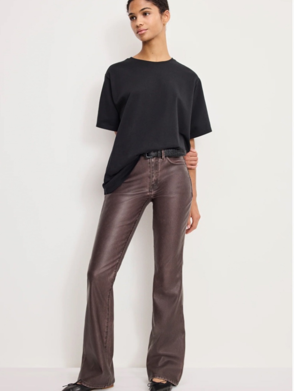 Good American GOOD CLASSIC BOOTCUT FAUX LEATHER PANTS
